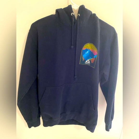 Outdoor Voices Other - Outdoor Voices Graphic Hoodie Medium Navy Blue Unisex Pullover Sweatshirt